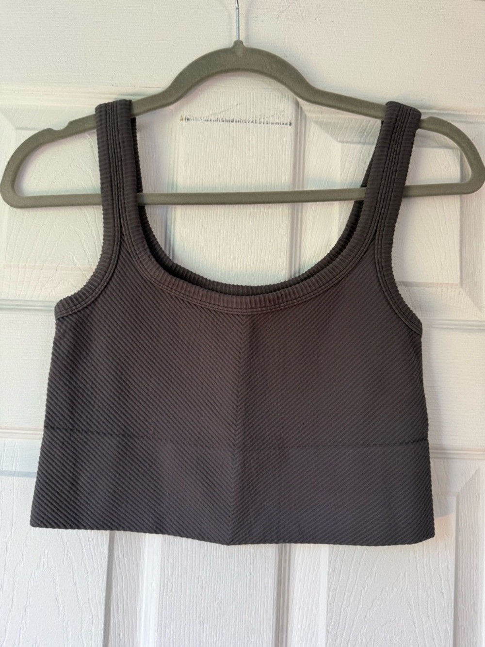 Nikibiki Ribbed Scoop Crop Tank - Charcoal Gray One Size